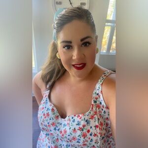 Floral Fit & Flare Linen-Blend Midi Dress